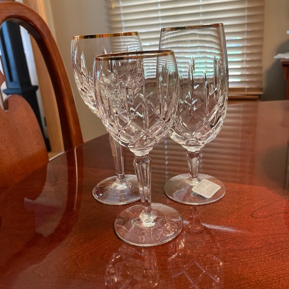 Gorham Lady Anne Crystal and Gold 3 Piece Replacement Drinkware Set for Dining